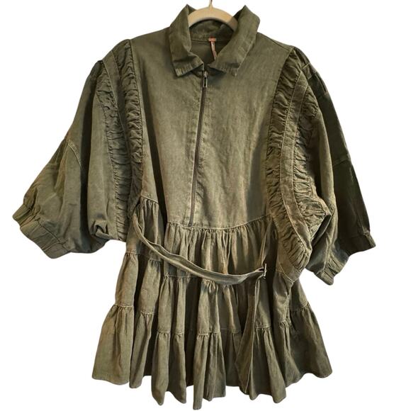 FREE PEOPLE Green Hampton Mini Dress Size L P2P 33.5” New w/o Tag MSRP $198 SOO - Picture 8 of 15